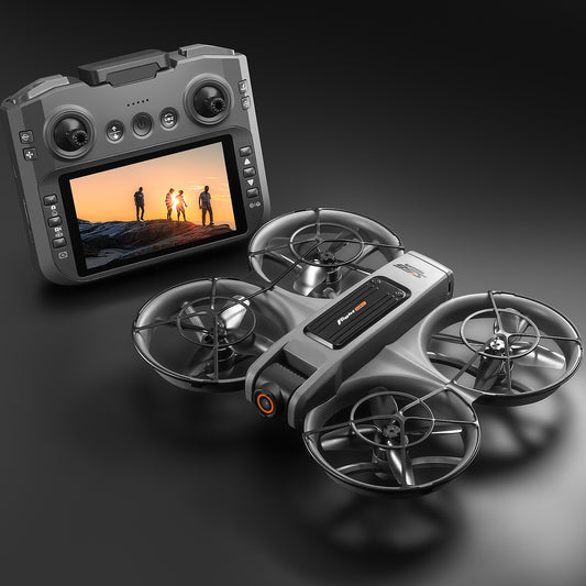 RC Drone with 4.92" Screen Controller, HD Dual Camera, 2 Batteries & 8GB Card, 360° Flip, Brushless Motor, Optical Flow Hover, Propeller Guard, Headless Mode, One-Key Takeoff/Landing, 、Trajectory Flight, Night LED, Beginner-Friendly FPV Adult Quadcopter