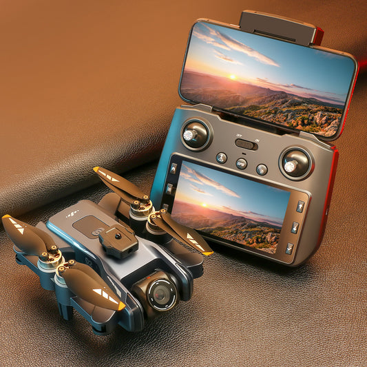 GPS Drone with 4.5" Screen Remote Control, HD Dual Cameras, Brushless Motor, Auto Return, Follow Me, Gesture Control, Optical Flow Positioning, One-Key Takeoff/Landing, LED Lights, 2 Batteries, 984ft Range, Beginner-Friendly FPV Quadcopter.