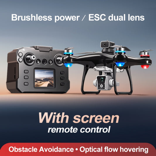 RC Drone with Screen Remote Controller, Dual Cameras, Optical Flow Positioning, Brushless Motor, One-Key Takeoff/Landing, Headless Mode, LED Light, Waypoint Flight, 2 Batteries, Propeller Guards, Memory Card, Card Reader, Beginner-Friendly FPV Quadcopter