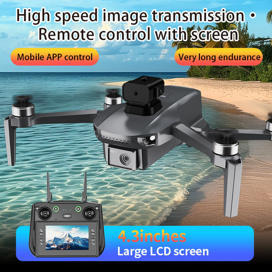 RC Drone, Large Screen Remote Control, 2 Batteries, GPS, HD Dual Camera, Intelligent Follow, One-Key Return, Optical Flow Hover, Trajectory Flight, Headless Mode, Brushless Motor, LED Lights, Foldable Body, Holiday Gift, Ideal for Adults & Beginners.
