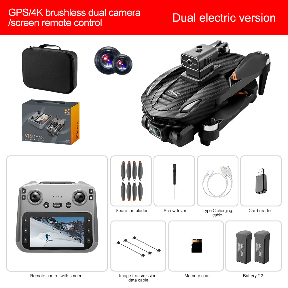 GPS Drone with 4K Camera, 4.5" LCD Display Screen Controller - Auto Return, Follow Me, Go Home, One Key Takeoff/Landing, Altitude Hold, LED Light, Quadcopter for Aerial Photography Control and Video Recording, Adult Beginner-Friendly FPV RC Quadcopter