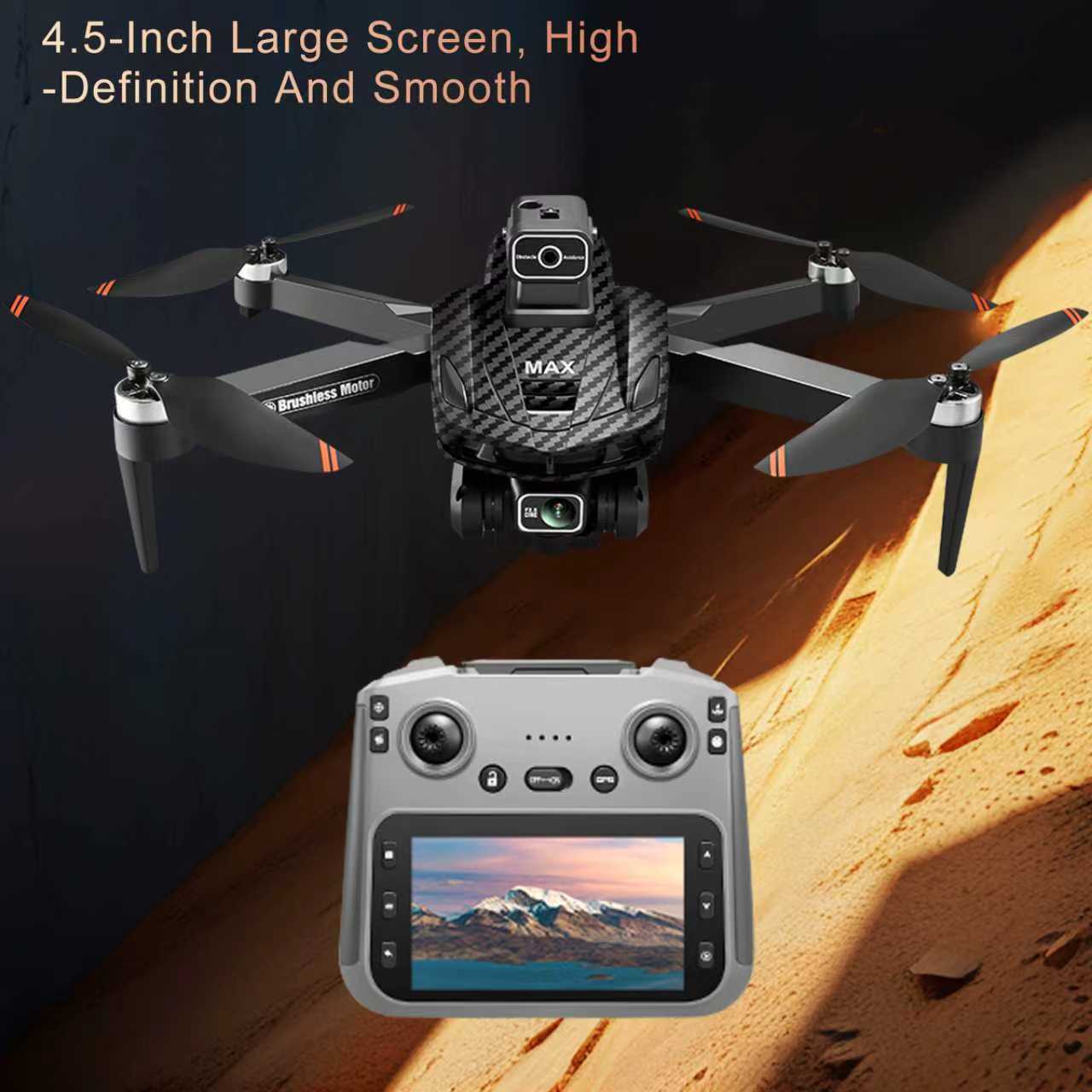 GPS Drone with 4K Camera, 4.5" LCD Display Screen Controller - Auto Return, Follow Me, Go Home, One Key Takeoff/Landing, Altitude Hold, LED Light, Quadcopter for Aerial Photography Control and Video Recording, Adult Beginner-Friendly FPV RC Quadcopter