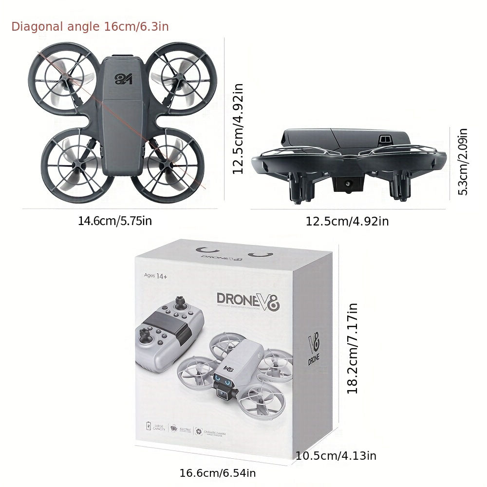 Mini RC Drone with Camera for Adults Kids, Quadcopter with Full Propeller Guard, Obstacle Avoidance & Optical Flow Positioning, 90° Adjustable Lens, LED Lights, Altitude Hold, 360° Flips, One Key Start, Headless Mode, 2 Batteries, Perfect for Beginners